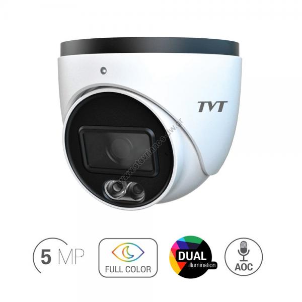  TVT TD-7554AS2/AU/AW2  Dome Dual Illumination 5.0MP   (Weather proof - IP67)   2,8mm   